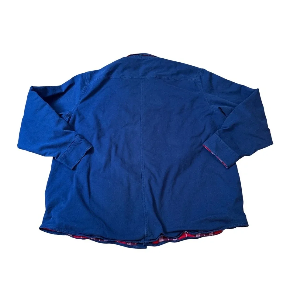 Lands' End Shirt Jacket Mens Blue Flannel‎ Lined Twill Workwear SIZE XXL